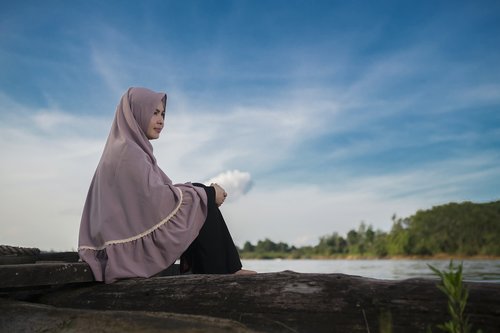asian woman  hijab  natur