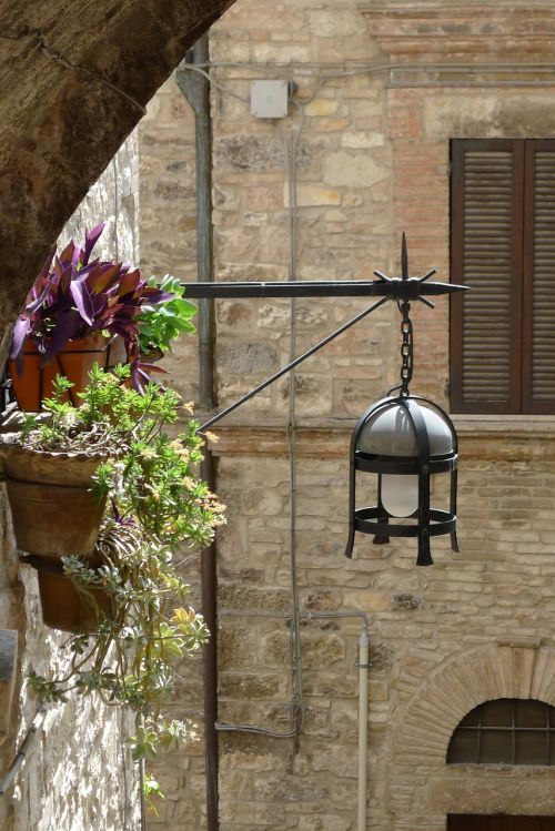 assisi medieval lantern italy