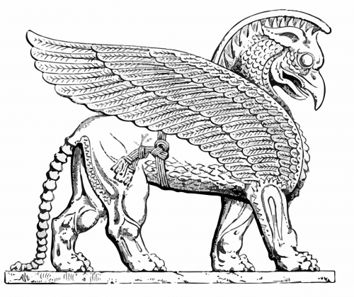 assyrian creatures drawing