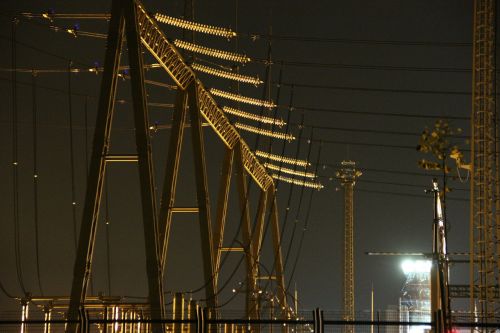 at night power plant electric