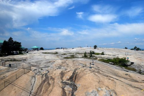 atop stone mountain high up unrecognizable people