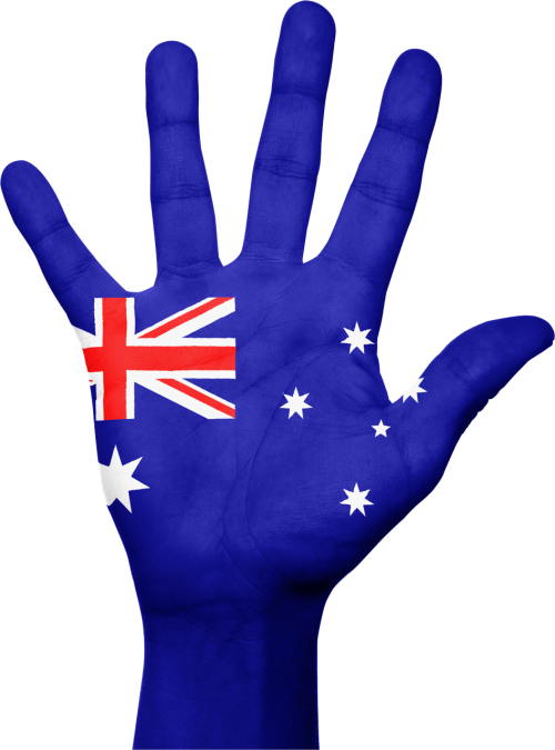australia flag hand