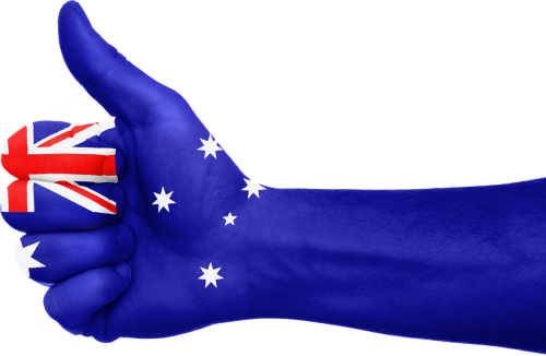 australia flag hand