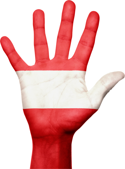 austria flag hand