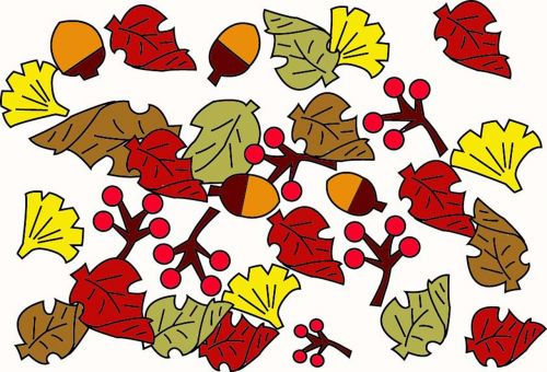 autumn fallen leaves acorn