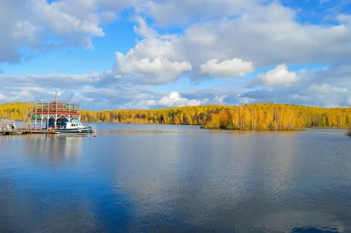 autumn pond river