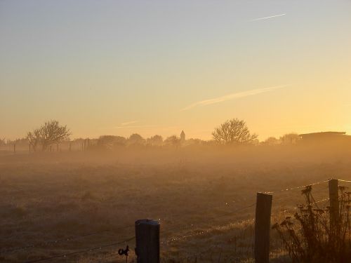 autumn fog sunrise