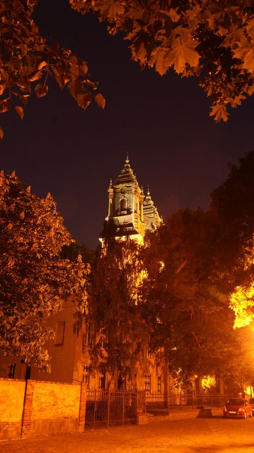 autumn night church