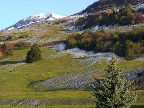 autumn mountains snow