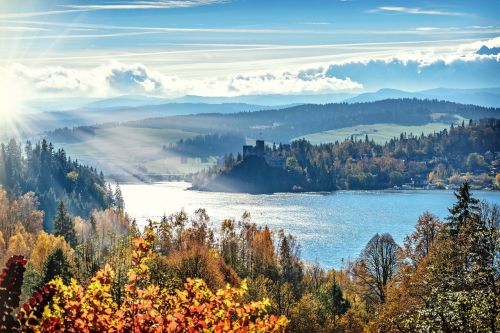 autumn blue sky bright