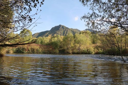 autumn river mountains