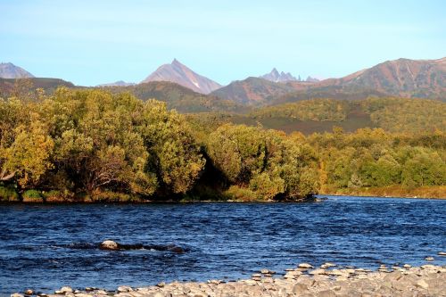 autumn river mountains