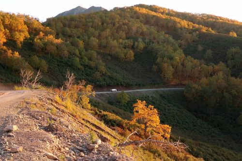 autumn mountains road