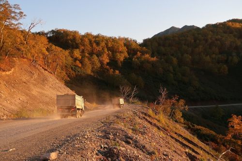 autumn mountains road