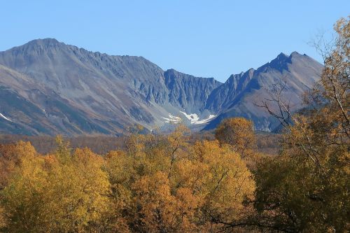 autumn an ancient volcano mountains