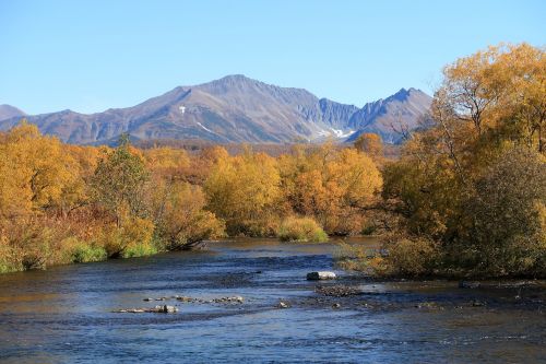 autumn river mountains