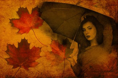 autumn girl umbrella