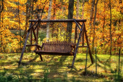 Autumn Wooden Swing