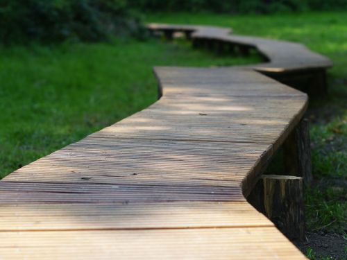 away wooden track garden