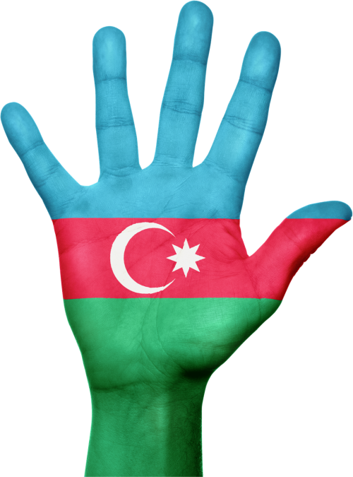 azerbaijan flag hand
