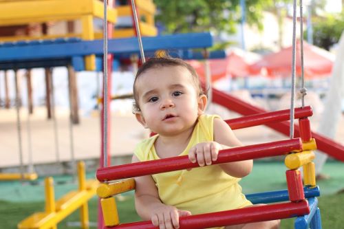 baby playing park