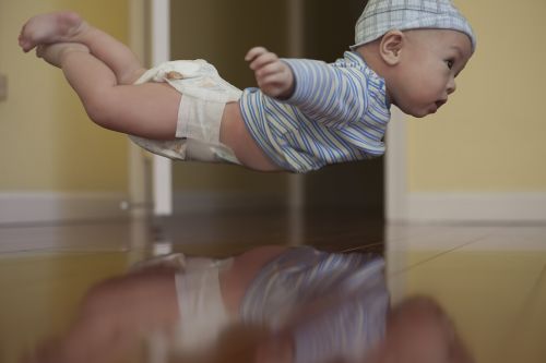 baby flying floating