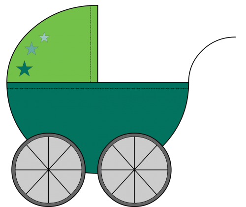 baby carriage baby green