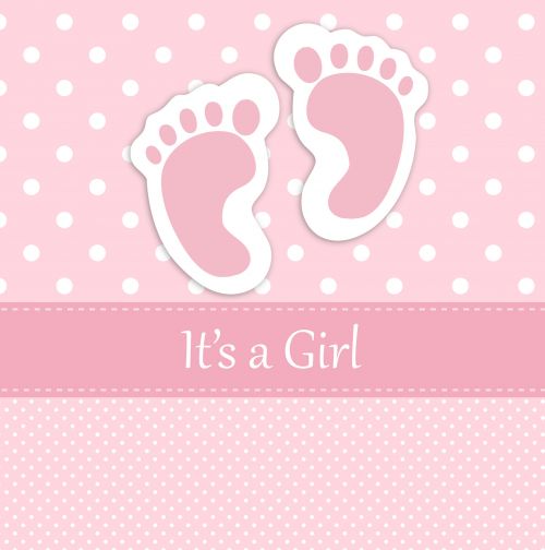 Baby Girl Footprints Card