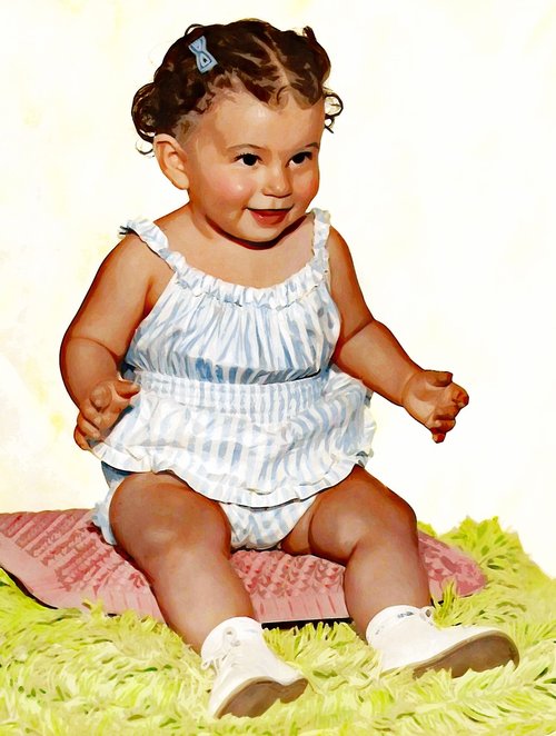 baby portrait  baby girl  1950's