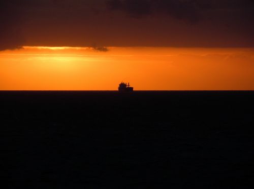 back light sea ship