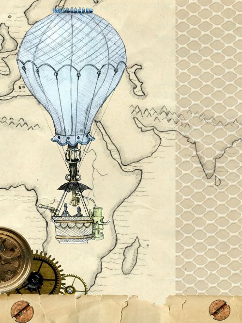 background steampunk hot air balloon
