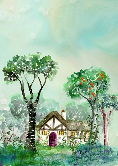 background watercolor house