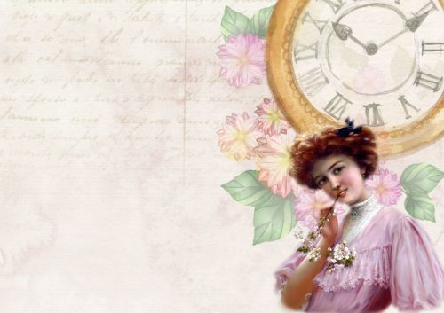 Background Lady Vintage Clock