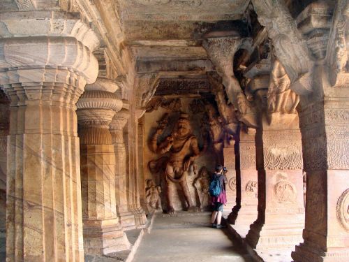 badami cave temples sand stone