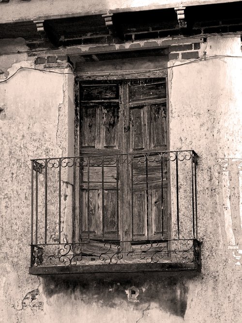 balcony old  wood  facade