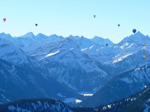 balloon hot air balloon mountains