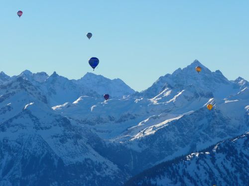 balloon hot air balloon mountains