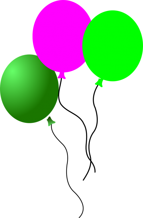 balloons pink green
