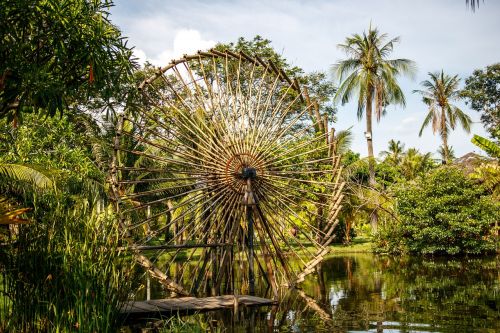 bamboo water wheel natural