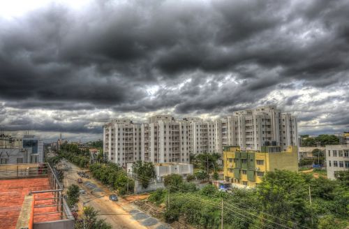 bangalore rain clouds high rises