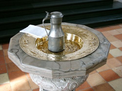 baptismal font pitcher napkin