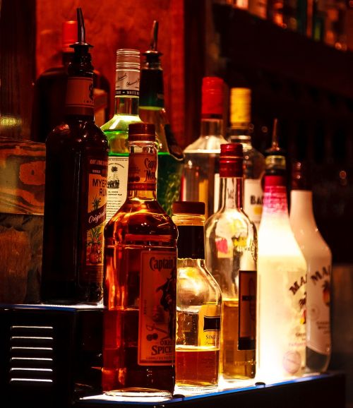 bar liquor bottles