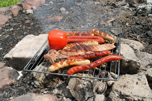 barbecue campfire meat