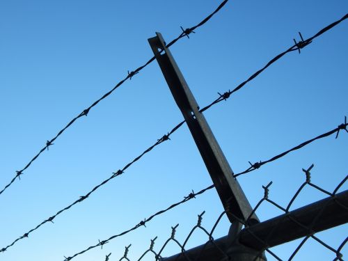 barbed wire prison chain link