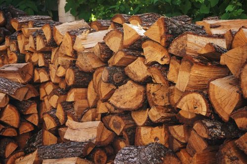 bark chopped wood firewoods