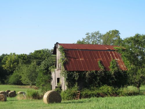 barn hay bales landscape