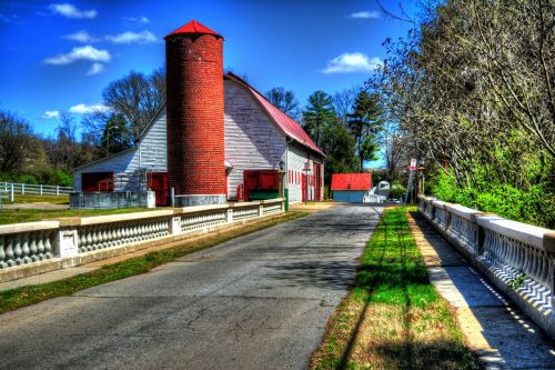 barn bridge landscape