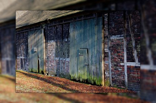 barn autumn long shadow