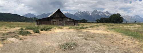 barn  meadow  mountains