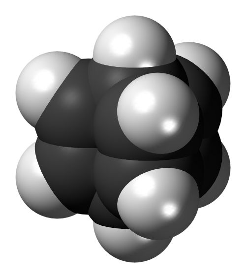 barrelene molecule spacefill